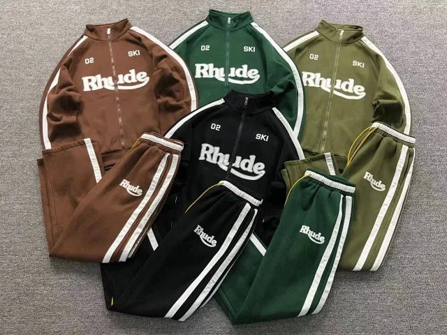 Rhude Jackets Zip-Up Track Jacket with Contrast Stripes product detail image 3