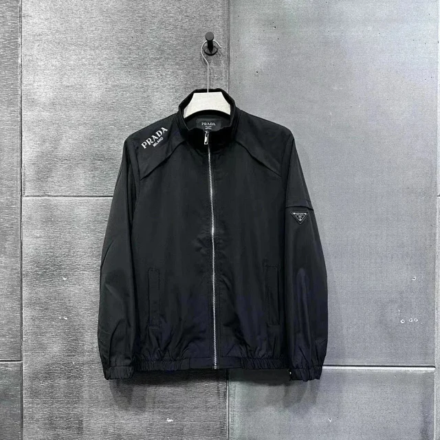 Prada Jackets Hooded zip-up windbreaker jacket with triangle logo plaque product detail image 7