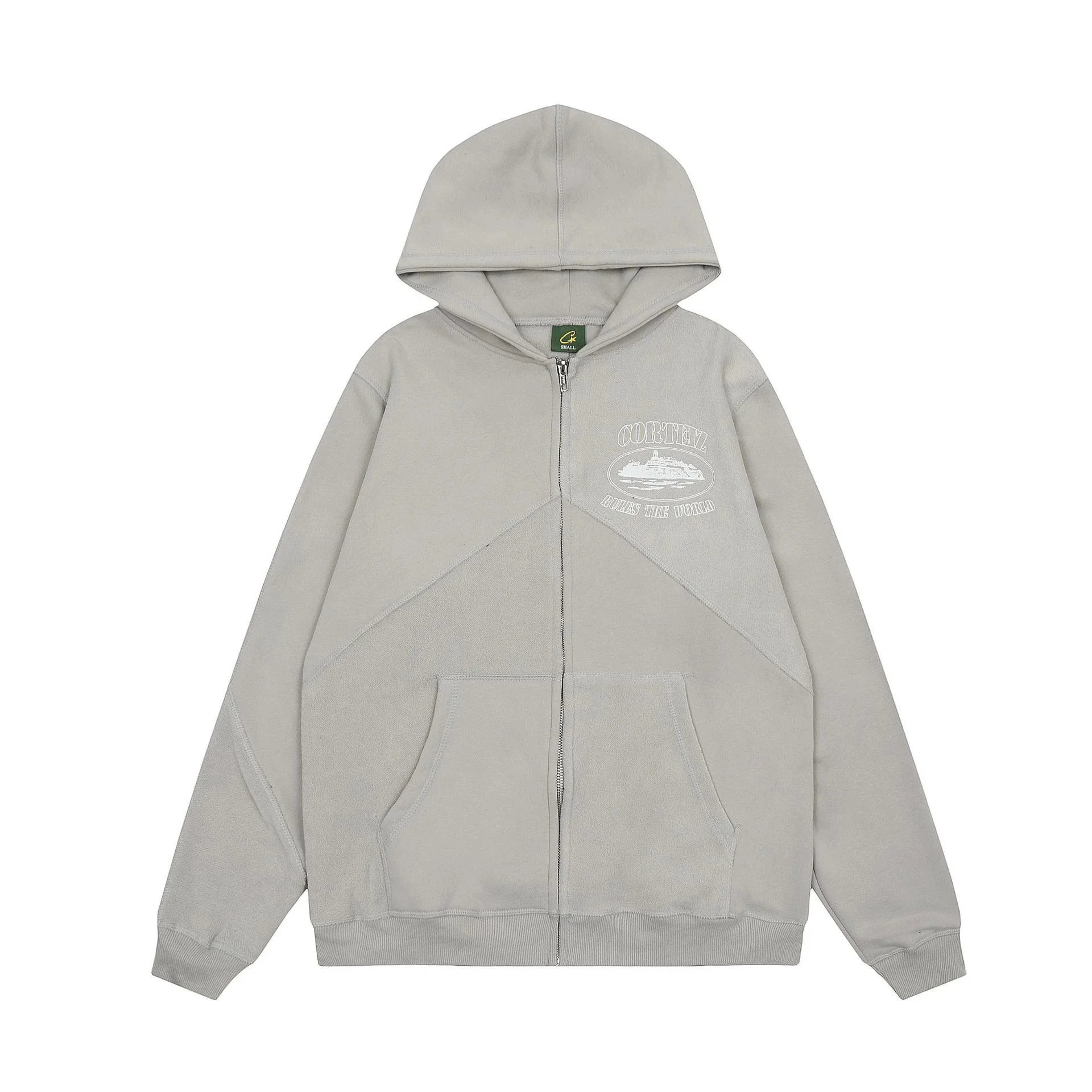 Corteiz Hoodies & Sweatshirts Zip-Up Hooded Sweatshirt with Rules the World Graphic — BB003