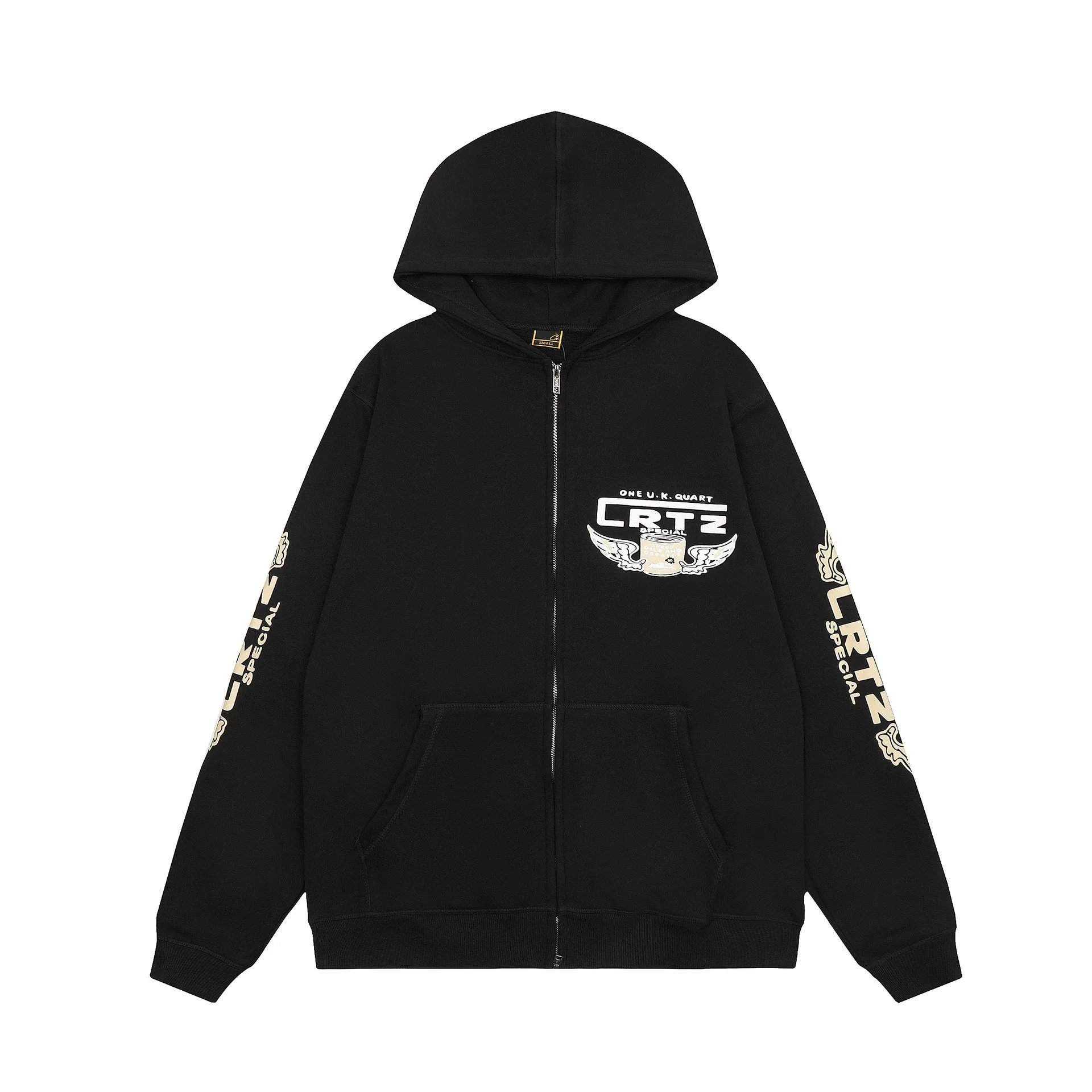 Corteiz Hoodies & Sweatshirts Zip-Up Hooded Sweatshirt with Rules the World Graphic — BB004