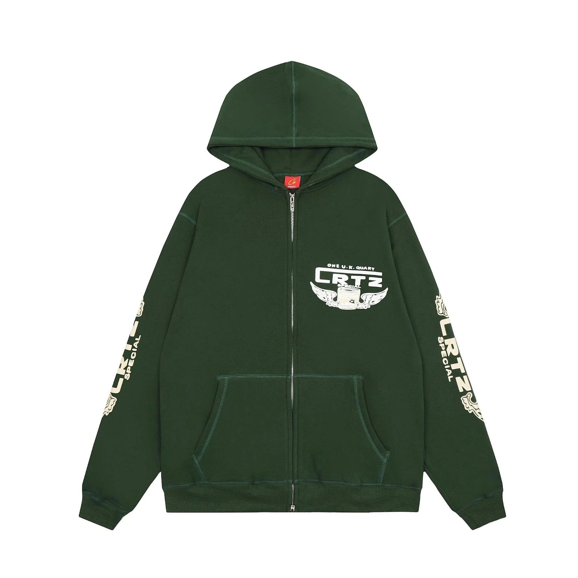 Corteiz Hoodies & Sweatshirts Zip-Up Hooded Sweatshirt with Rules the World Graphic — BB006