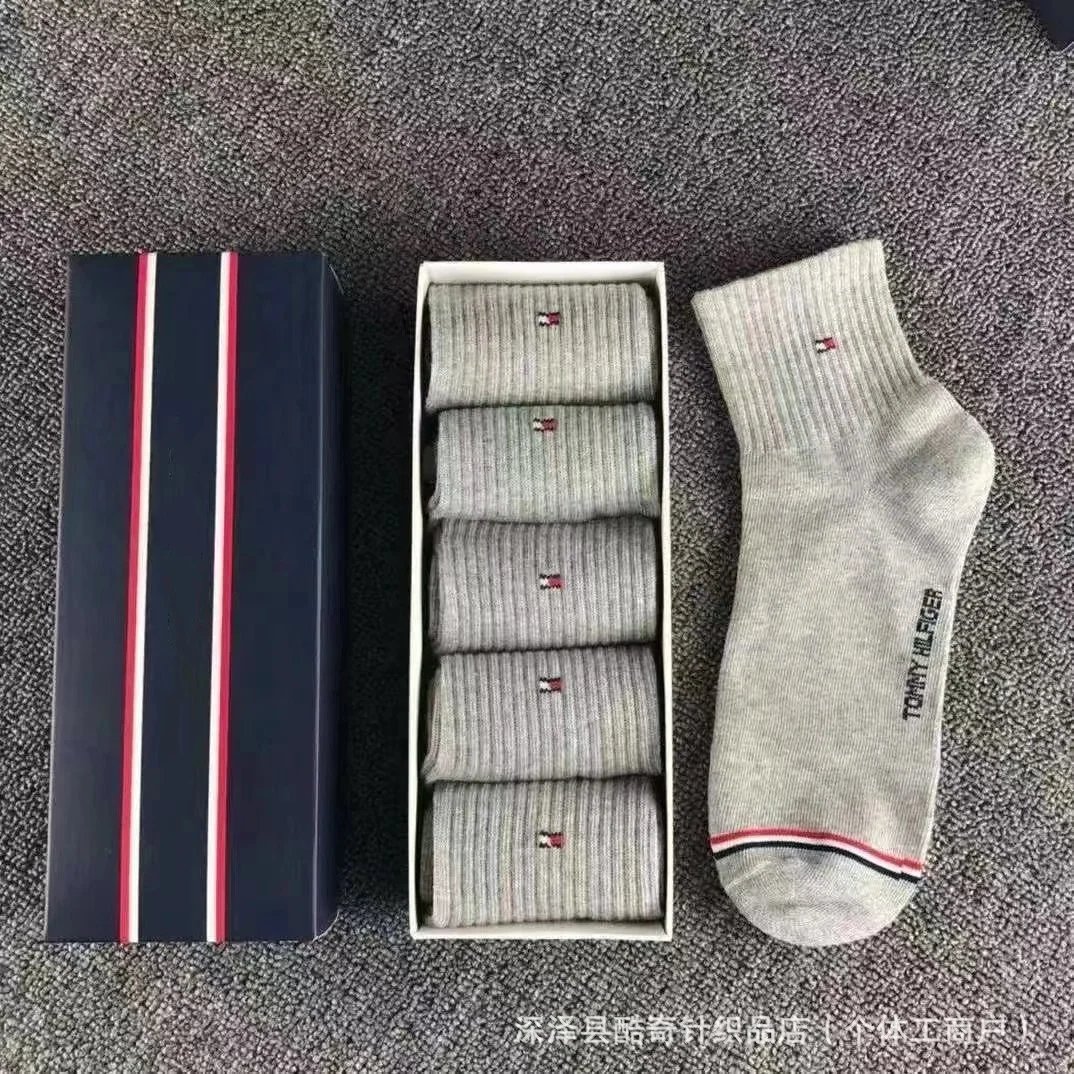 Tommy Hilfiger Socks Ribbed Ankle Socks, 5-Pack — BB-034 gray