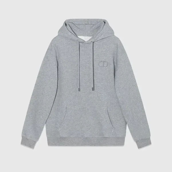 Dior CD Logo Embroidered Gray Hoodie - 11