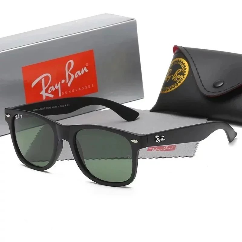 Ray-Ban Wayfarer Acetate Sunglasses Matte Black Green Polarized (RB2140 901S/58)