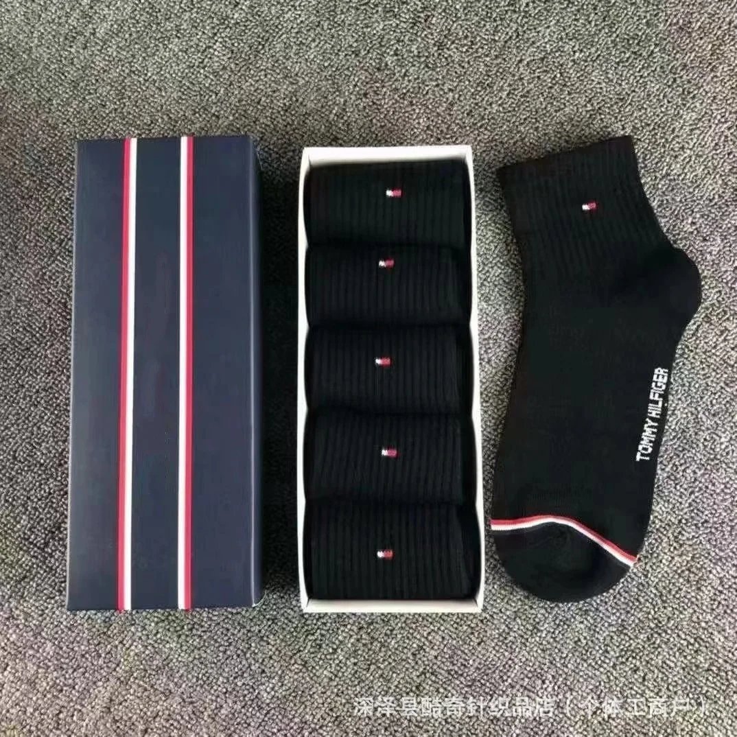 Tommy Hilfiger Socks Ribbed Ankle Socks, 5-Pack — BB-032 black