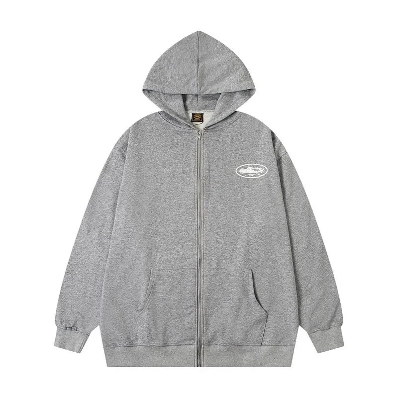 Corteiz Hoodies & Sweatshirts Zip-Up Hooded Sweatshirt with Rules the World Graphic — BB017