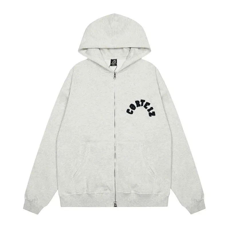 Corteiz Hoodies & Sweatshirts Zip-Up Hooded Sweatshirt with Rules the World Graphic — BB024