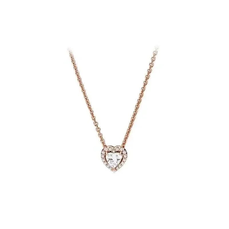 Unbranded Jewelry Heart-Shaped Crystal Pendant Necklace — BB-05 (rose gold white necklace)
