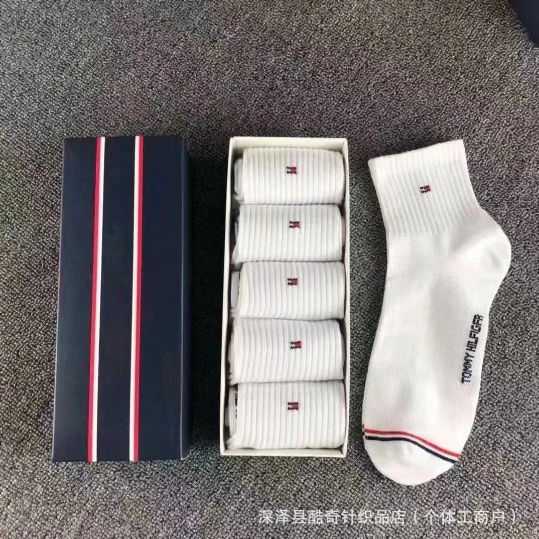 Tommy Hilfiger Socks Ribbed Ankle Socks, 5-Pack — BB-033 white