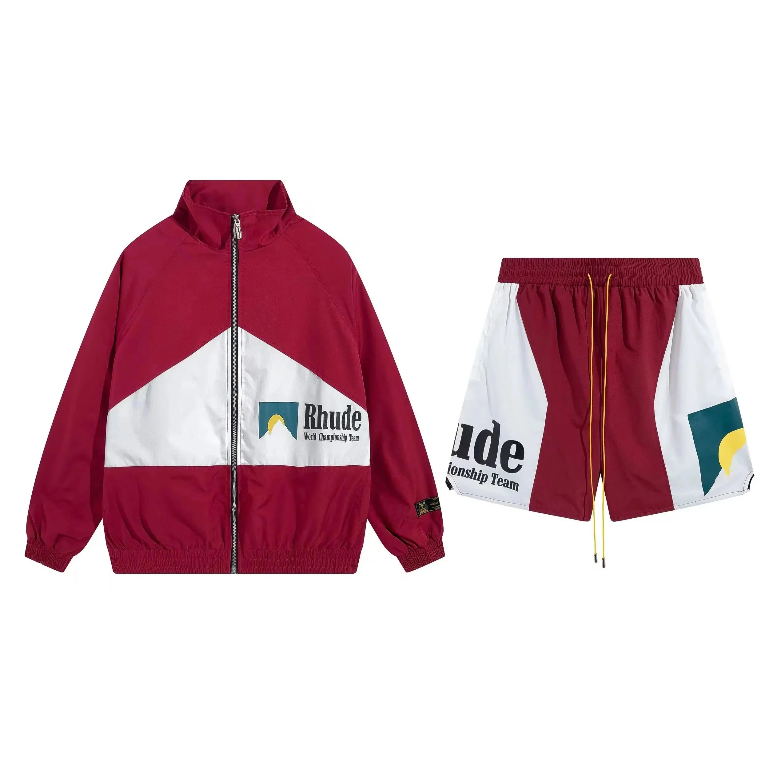 Rhude Jackets Zip-Up Track Jacket with Contrast Stripes — 10 suit