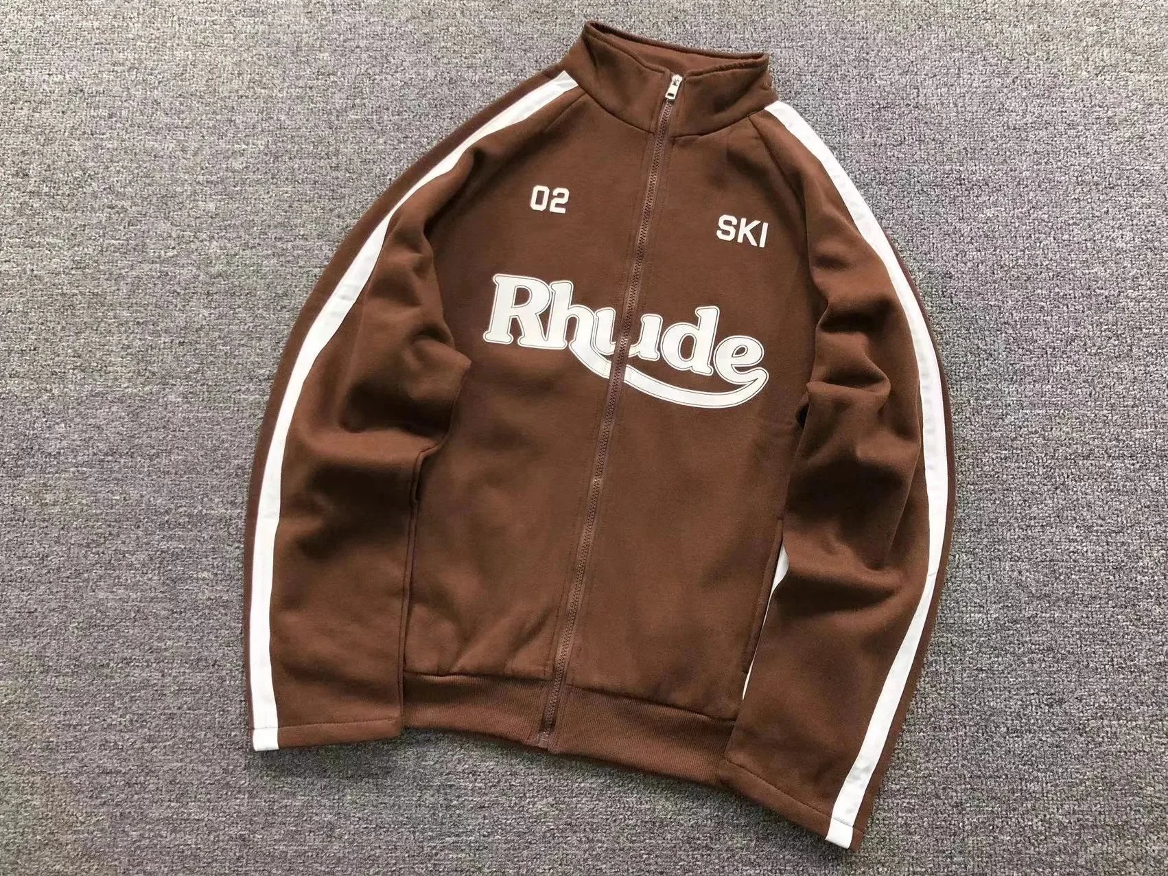 Rhude Jackets Zip-Up Track Jacket with Contrast Stripes — 7