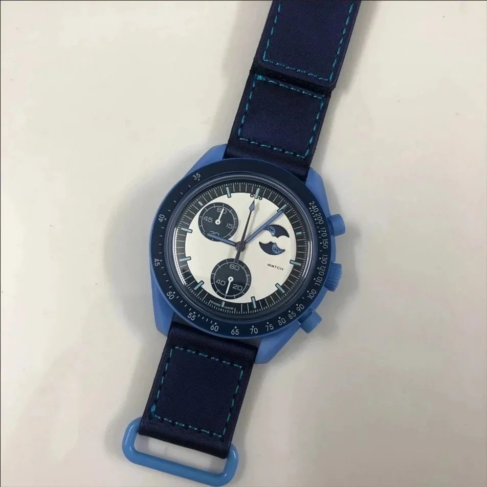 Omega Watches Speedmaster MoonSwatch — Blue (rotatable, with glow-in-the-dark feature) 1:1 quality