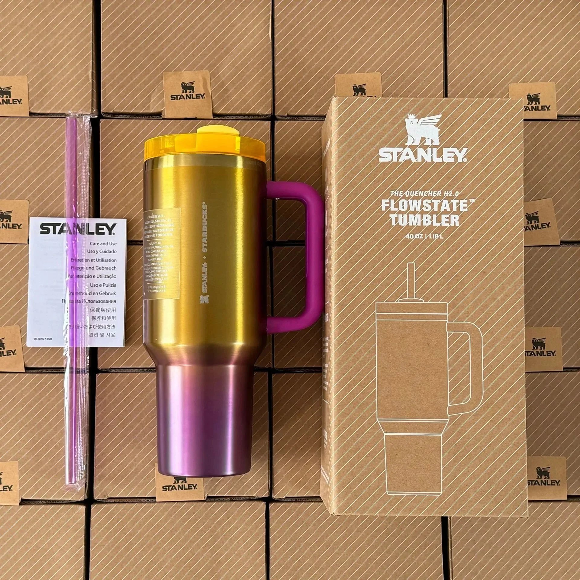 Stanley Uncategorized Quencher H2.0 40 oz Tumbler — Collaboration Gold Purple (No Gift Box)