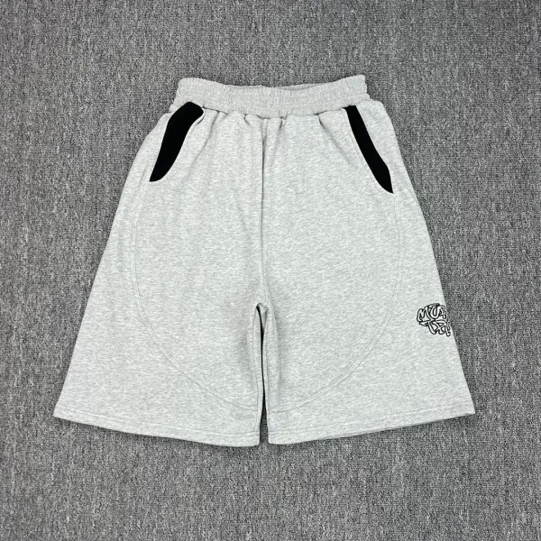 Design Graphic Sweat Shorts Gray with Black Panels - 1