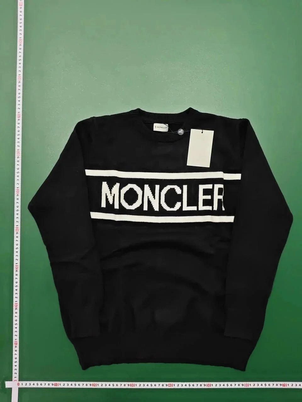 Moncler Knitwear Logo-Patch Crewneck Knit Sweater — 10-Black