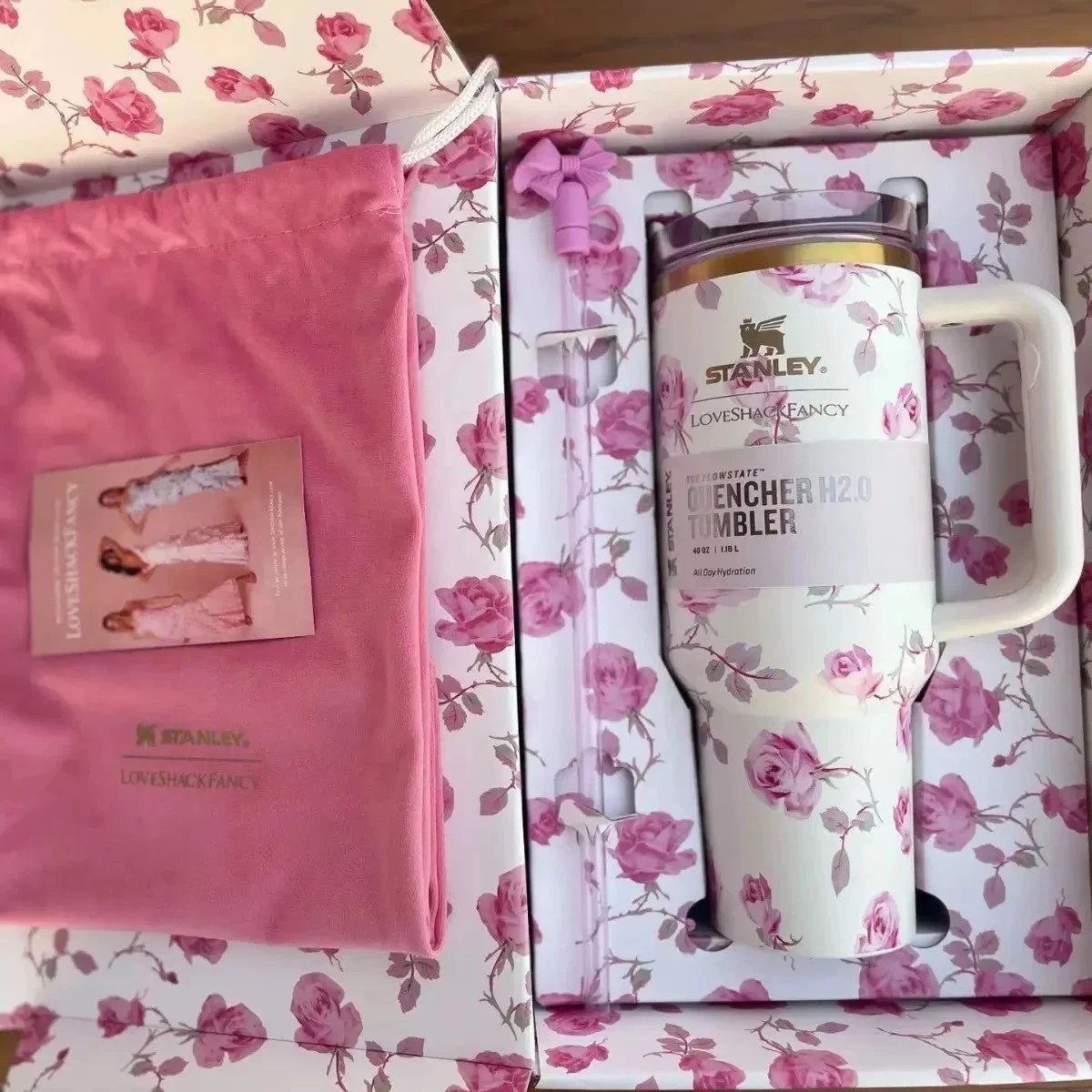 Stanley Uncategorized Quencher H2.0 40 oz Tumbler — Blossoms White Gift Box Set