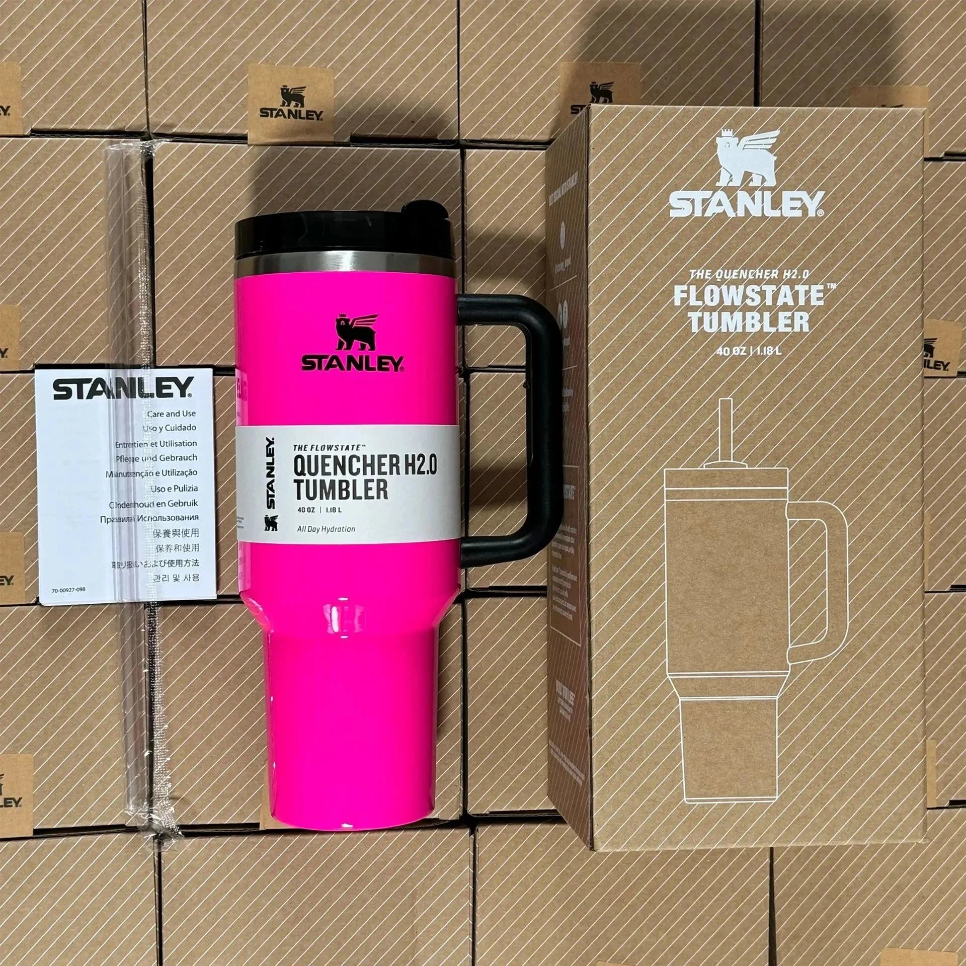 Stanley Uncategorized Quencher H2.0 40 oz Tumbler — Fluorescent Rose (No Gift Box)