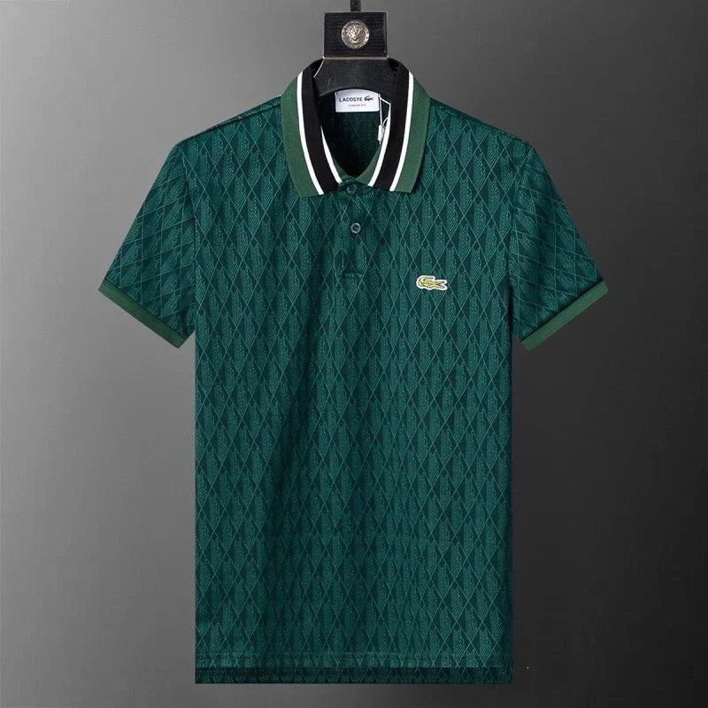 Lacoste Shirts Geometric Print Polo Shirt — 30160 dark green
