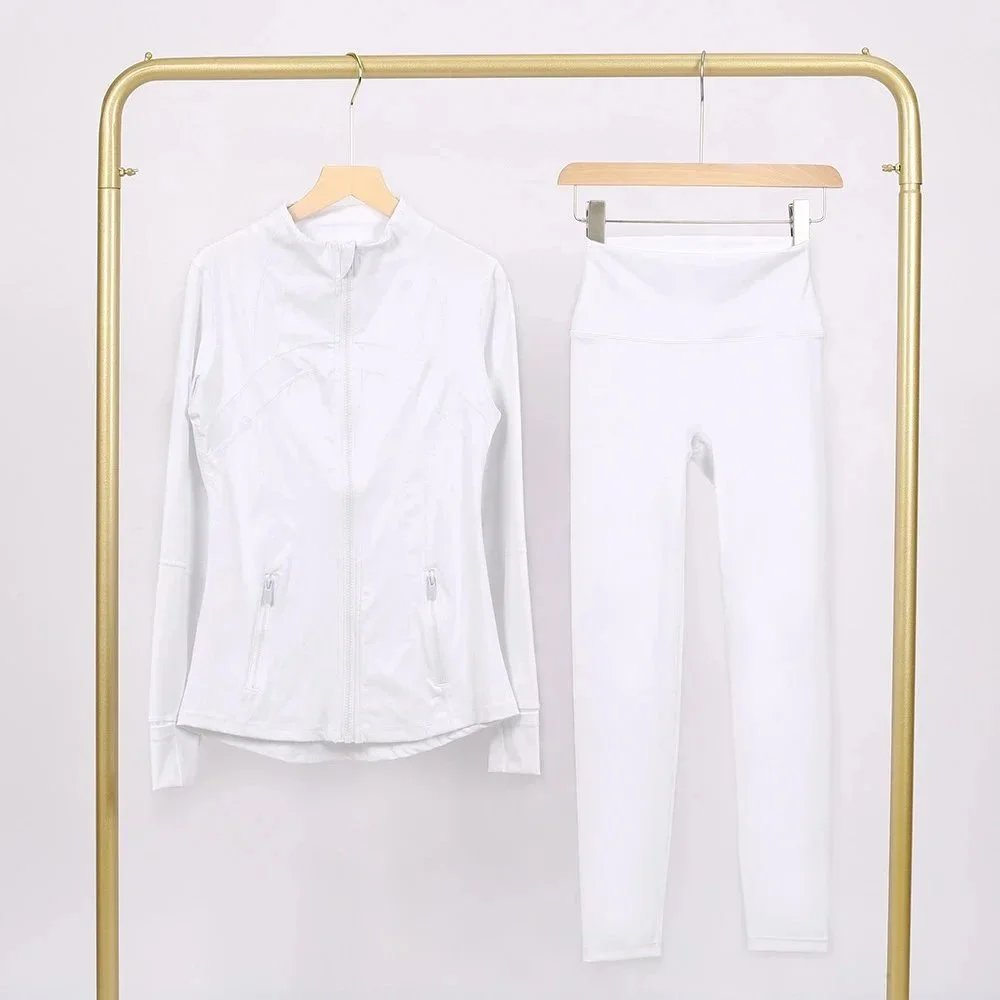 Alo Matching Sets Contrast-trim camisole top and wrap skirt set — White jacket and cropped pants set