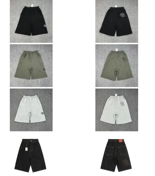 Design Graphic Embroidered Sweat Shorts Gray with Navy Accents - 16