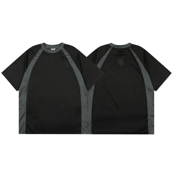 Design Mesh Panel Raglan T-Shirt Black / Gray - 1