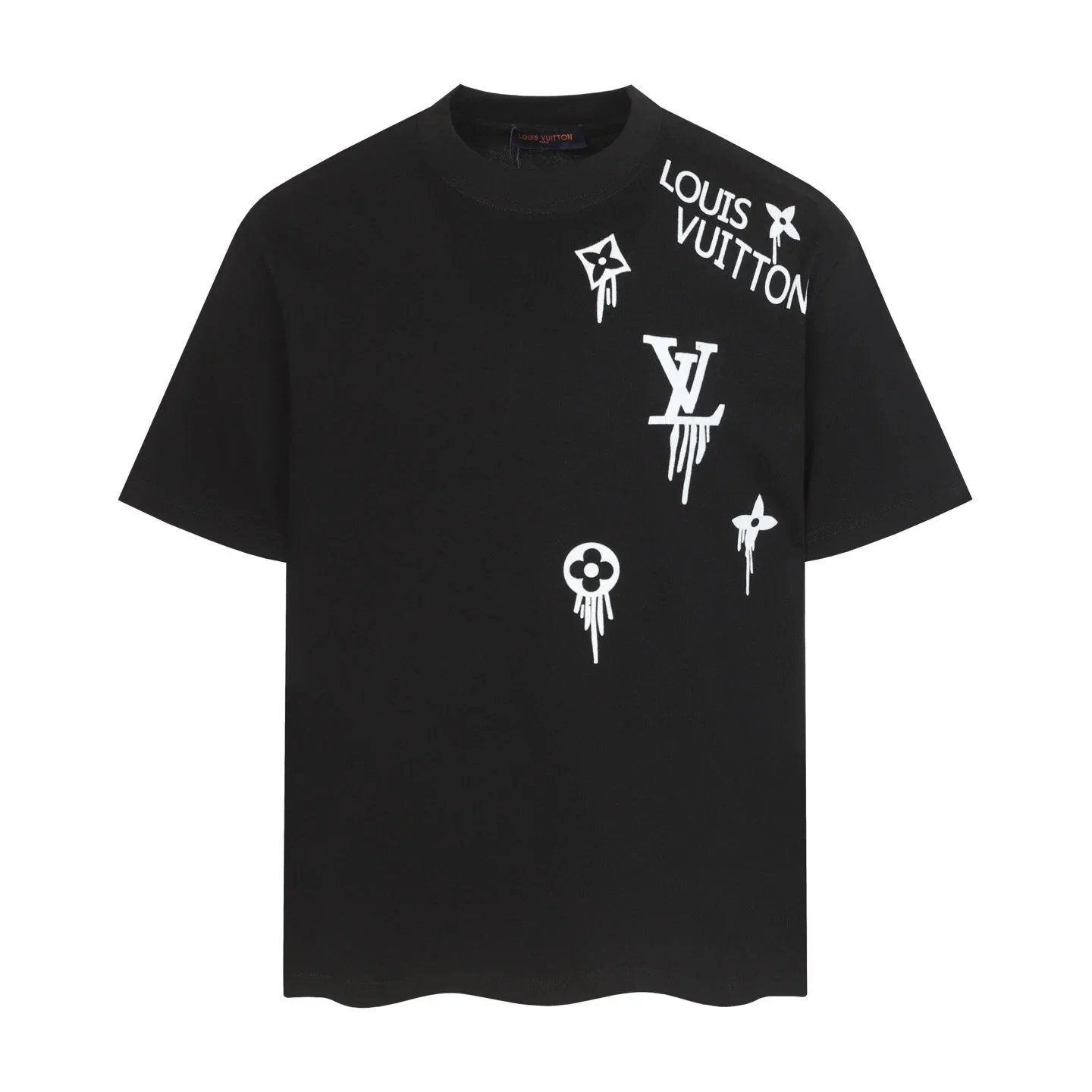Louis Vuitton T-Shirts Short-Sleeve Graphic Logo T-Shirt — Black 8916