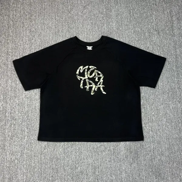 Design MOPA Graphic Print Black Cropped T-Shirt - 1