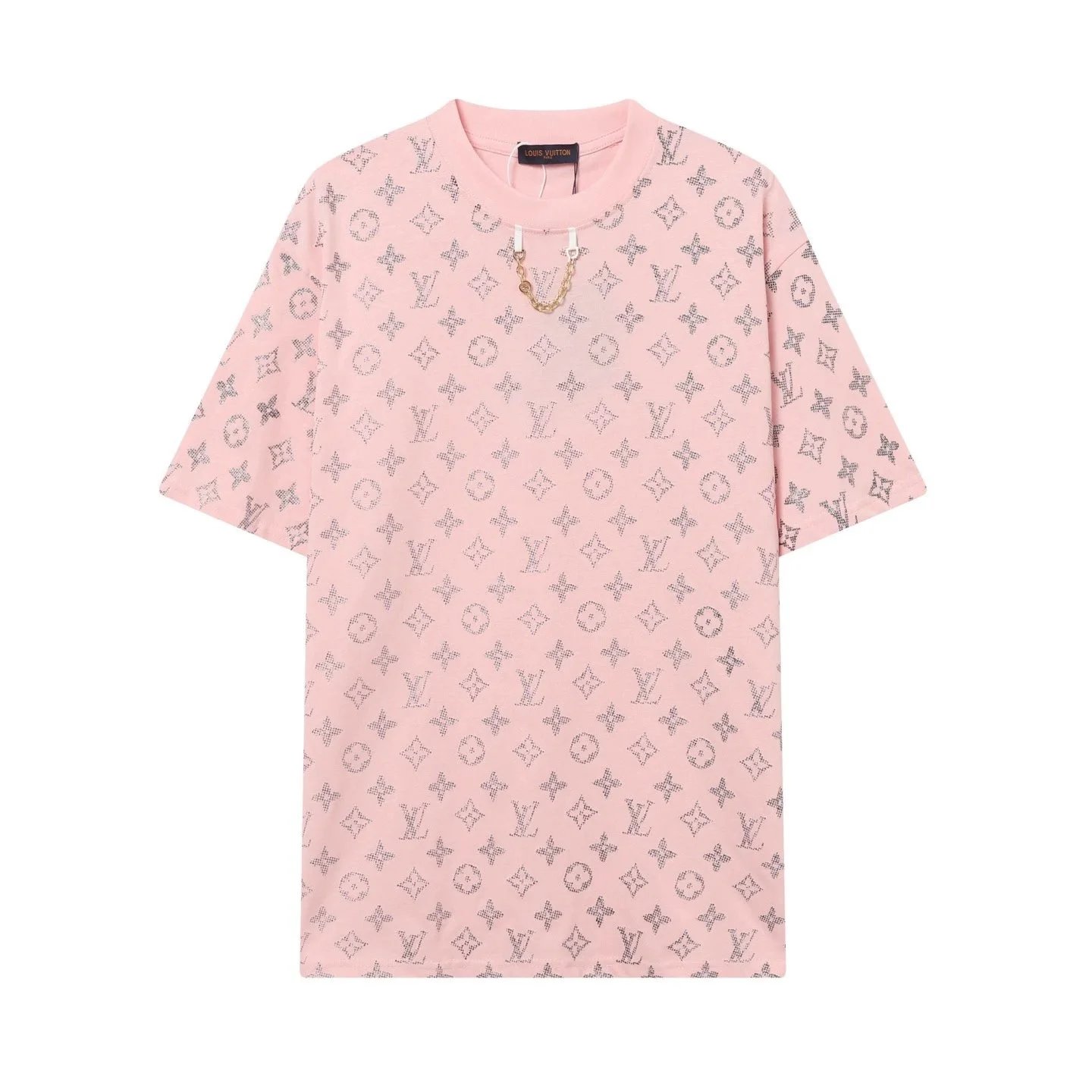 Louis Vuitton T-Shirts Short-Sleeve Graphic Logo T-Shirt — Pink A638