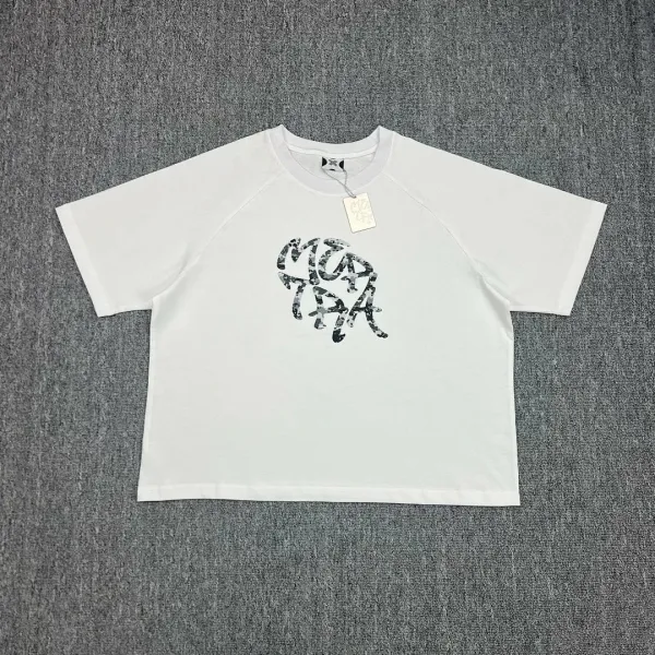Design Graphic Print Cropped T-Shirt White - 1