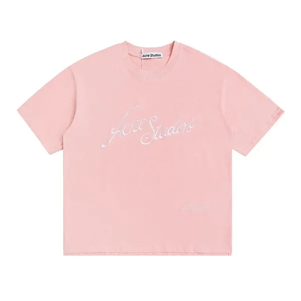Acne Studios Script Logo Pink T-Shirt - 1