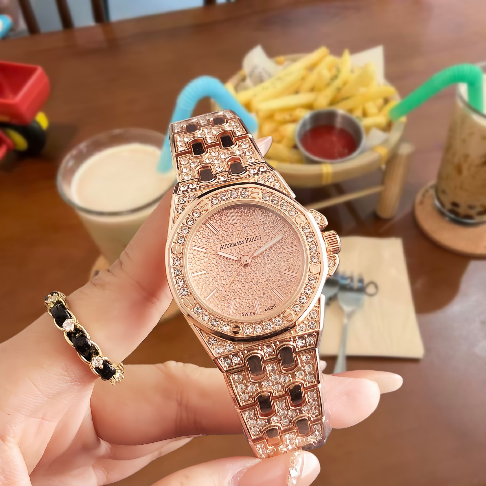 Unbranded Watches Rhinestone Bezel Chronograph-Style Watch — 12