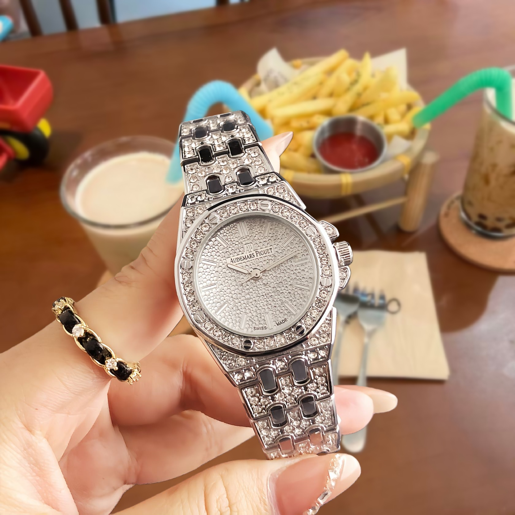 Unbranded Watches Rhinestone Bezel Chronograph-Style Watch — 15