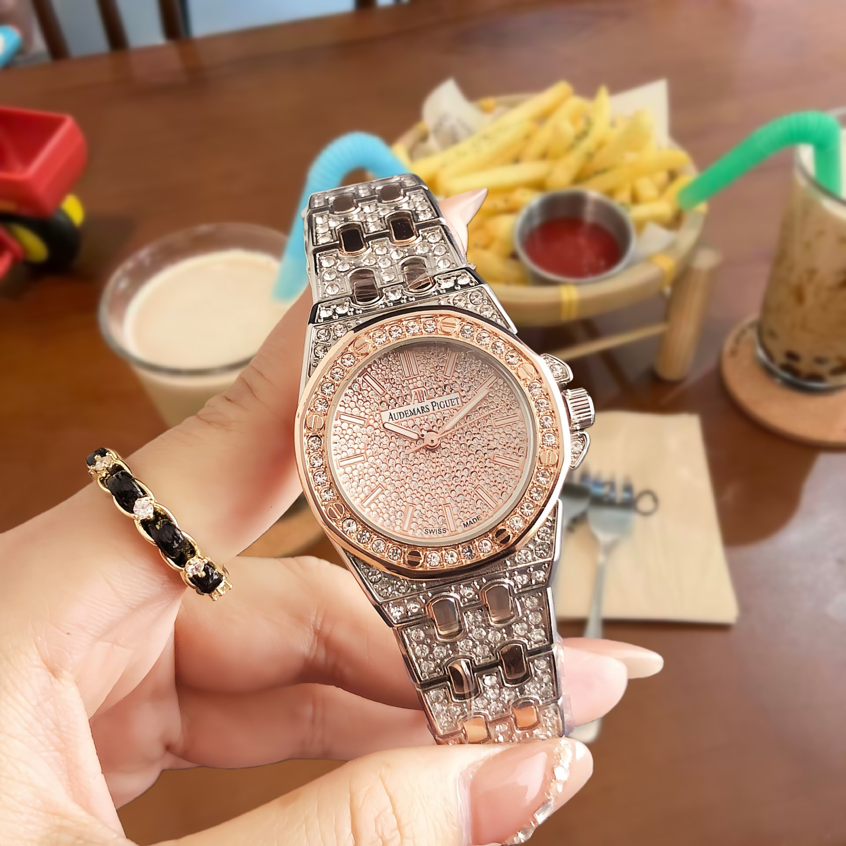 Unbranded Watches Rhinestone Bezel Chronograph-Style Watch — 16