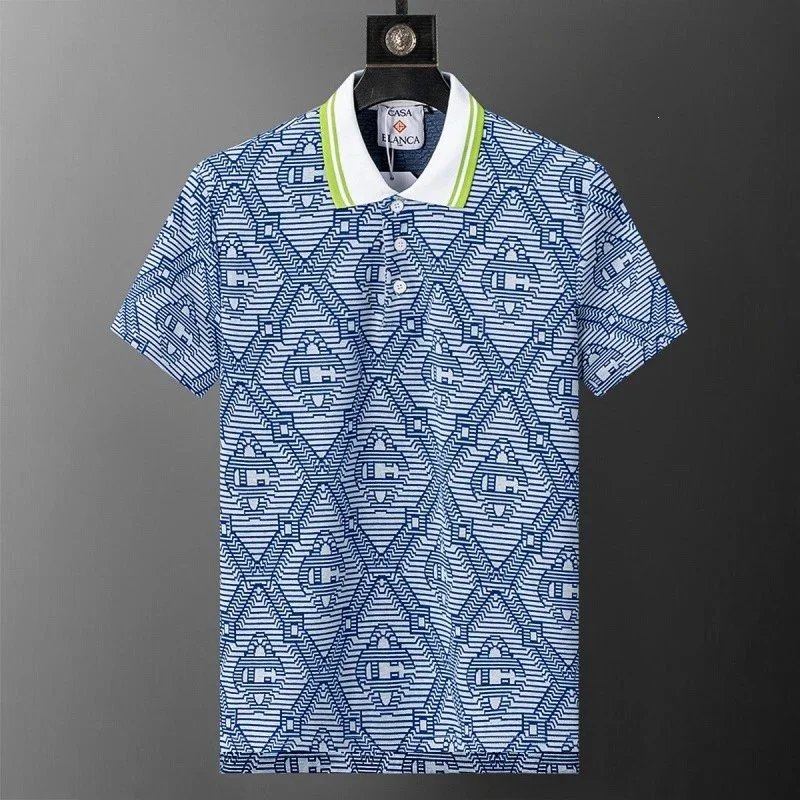 Lacoste Shirts Geometric Print Polo Shirt — 30165 blue