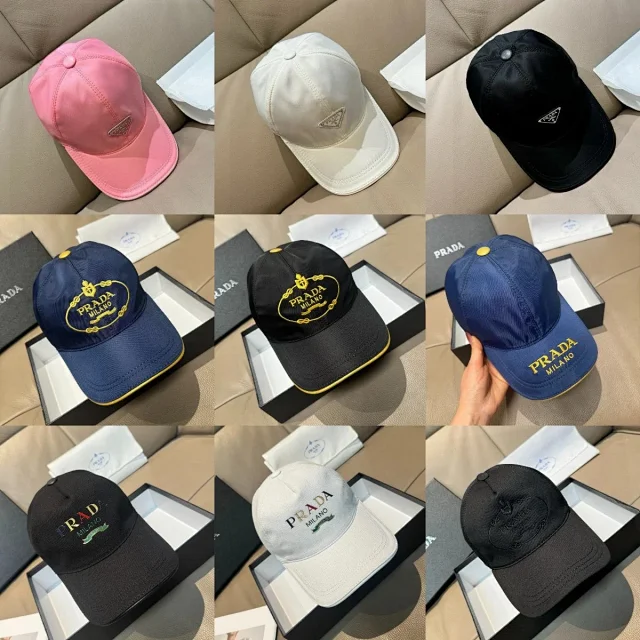 Prada Hats Triangle Plaque Baseball Cap product detail image 1