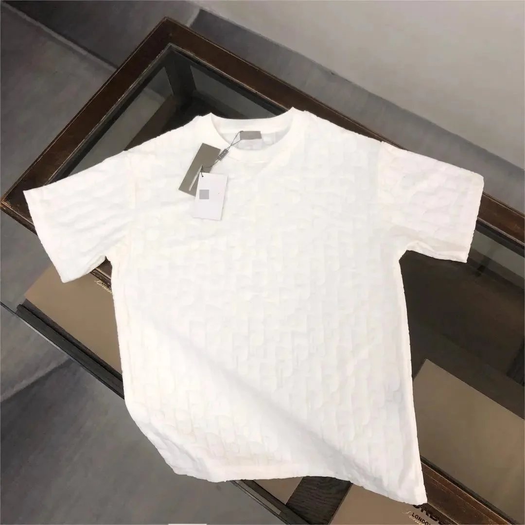 Dior T-Shirts Oblique Monogram Terry T-Shirt — D01 white