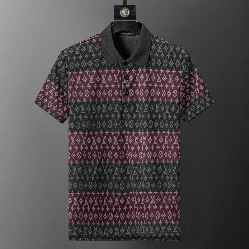 Balmain Shirts Short-Sleeve Polo Shirt — 30166 gray-red