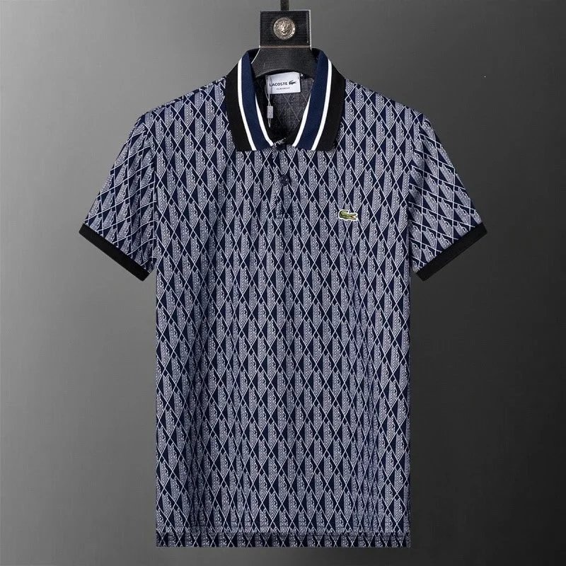 Lacoste Shirts Geometric Print Polo Shirt — 30160 navy blue