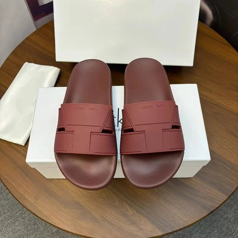 Calvin Klein Slippers Geometric cutout slide — CK-Wine red