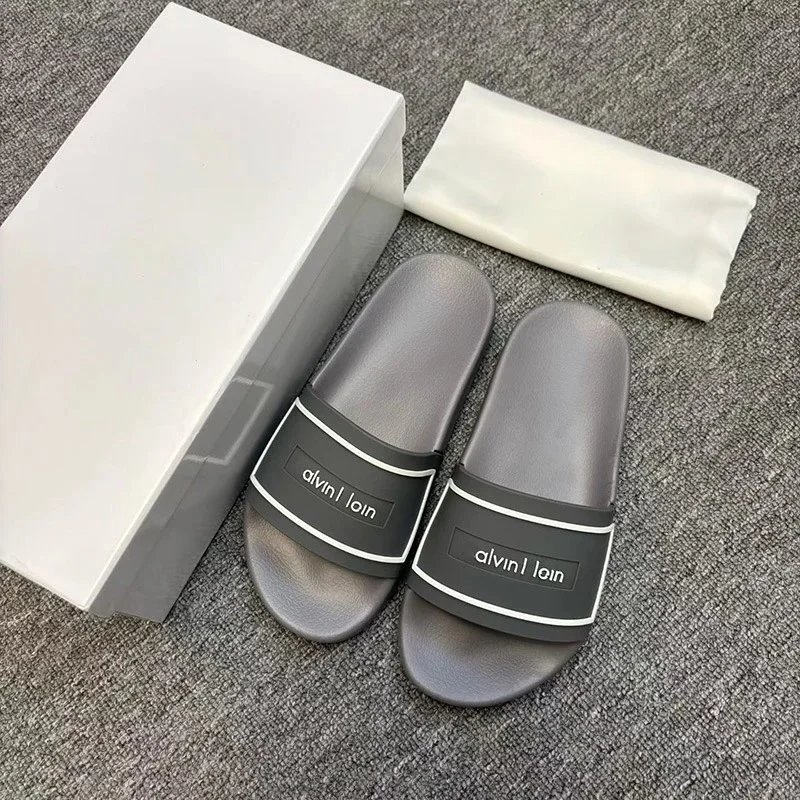 Calvin Klein Slippers Geometric cutout slide — CK-Gray-white letters