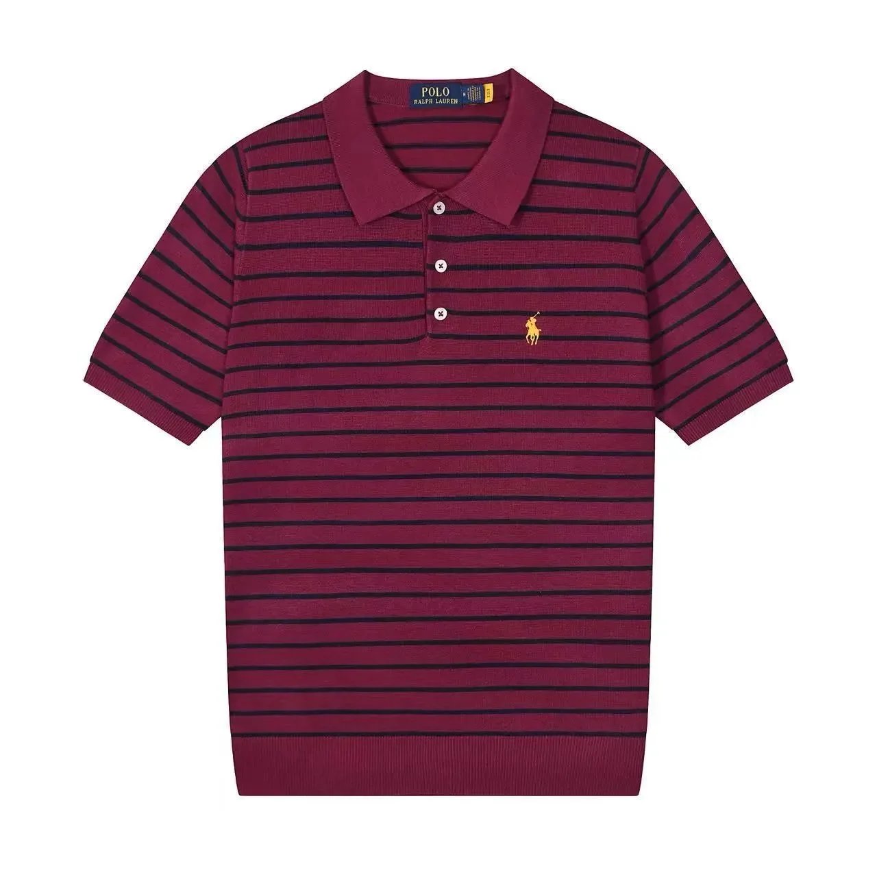 Polo Ralph Lauren Knitwear Short-sleeve knit shirt with embroidered pony logo — 634 wine red
