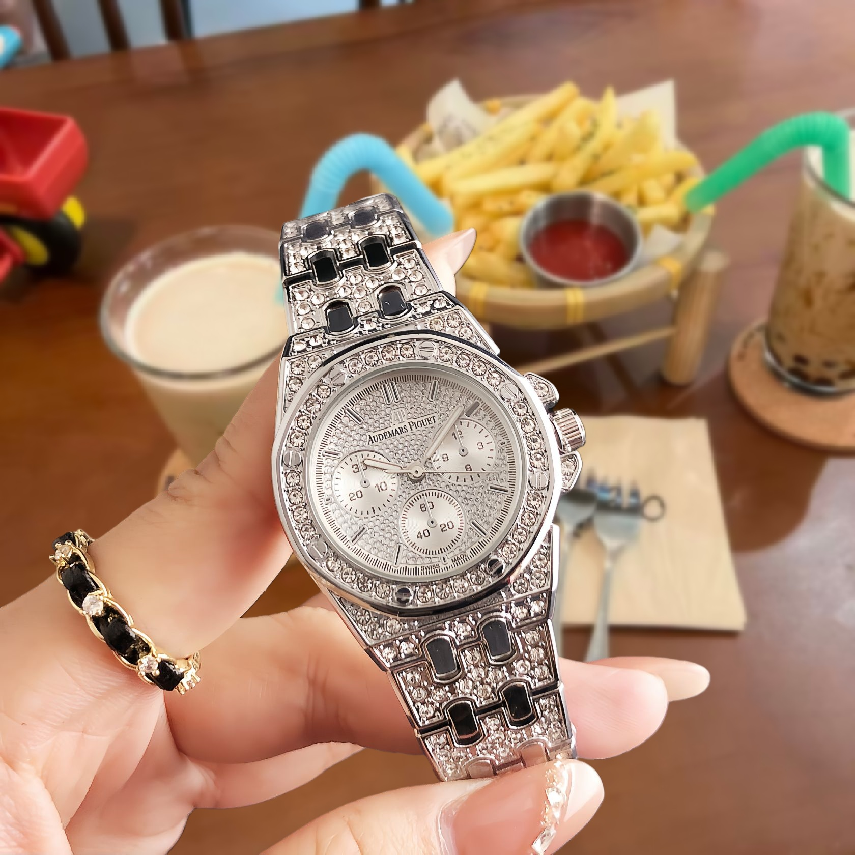 Unbranded Watches Rhinestone Bezel Chronograph-Style Watch — 17