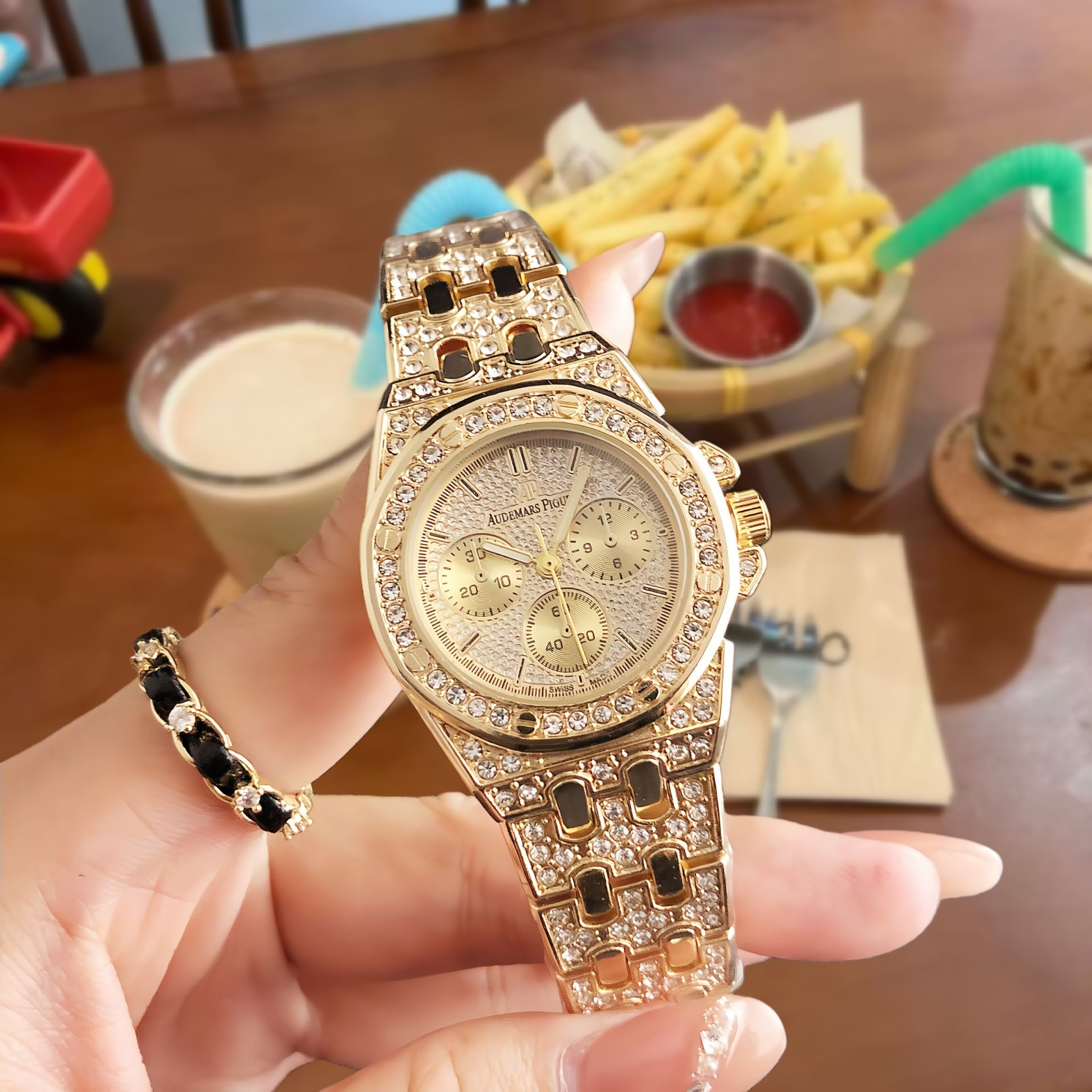 Unbranded Watches Rhinestone Bezel Chronograph-Style Watch — 20