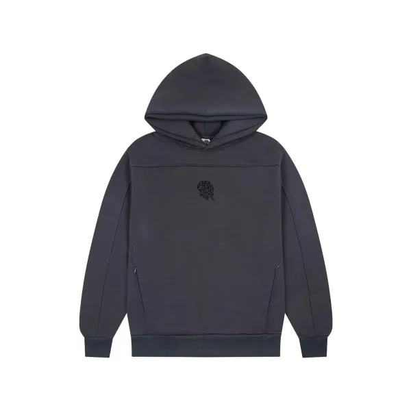 Design Embroidered Logo Hoodie Charcoal Gray Hoodie - 1
