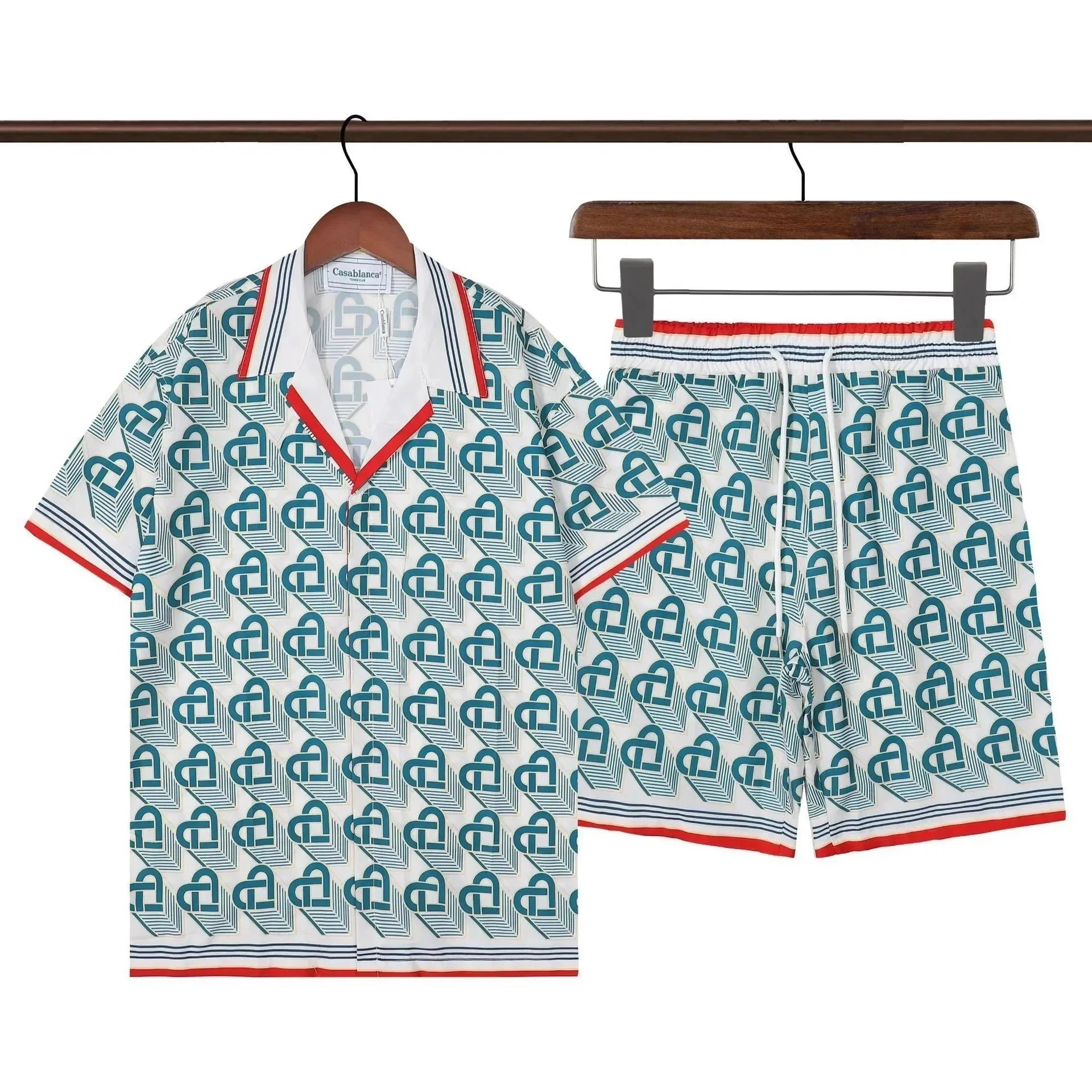 Casablanca Matching Sets Short-Sleeve Printed Shirt and Shorts Set — Q229+K59