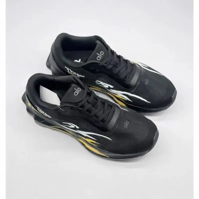 Alo Sneakers Mesh lace-up chunky sole — black and yellow graffiti 36-45