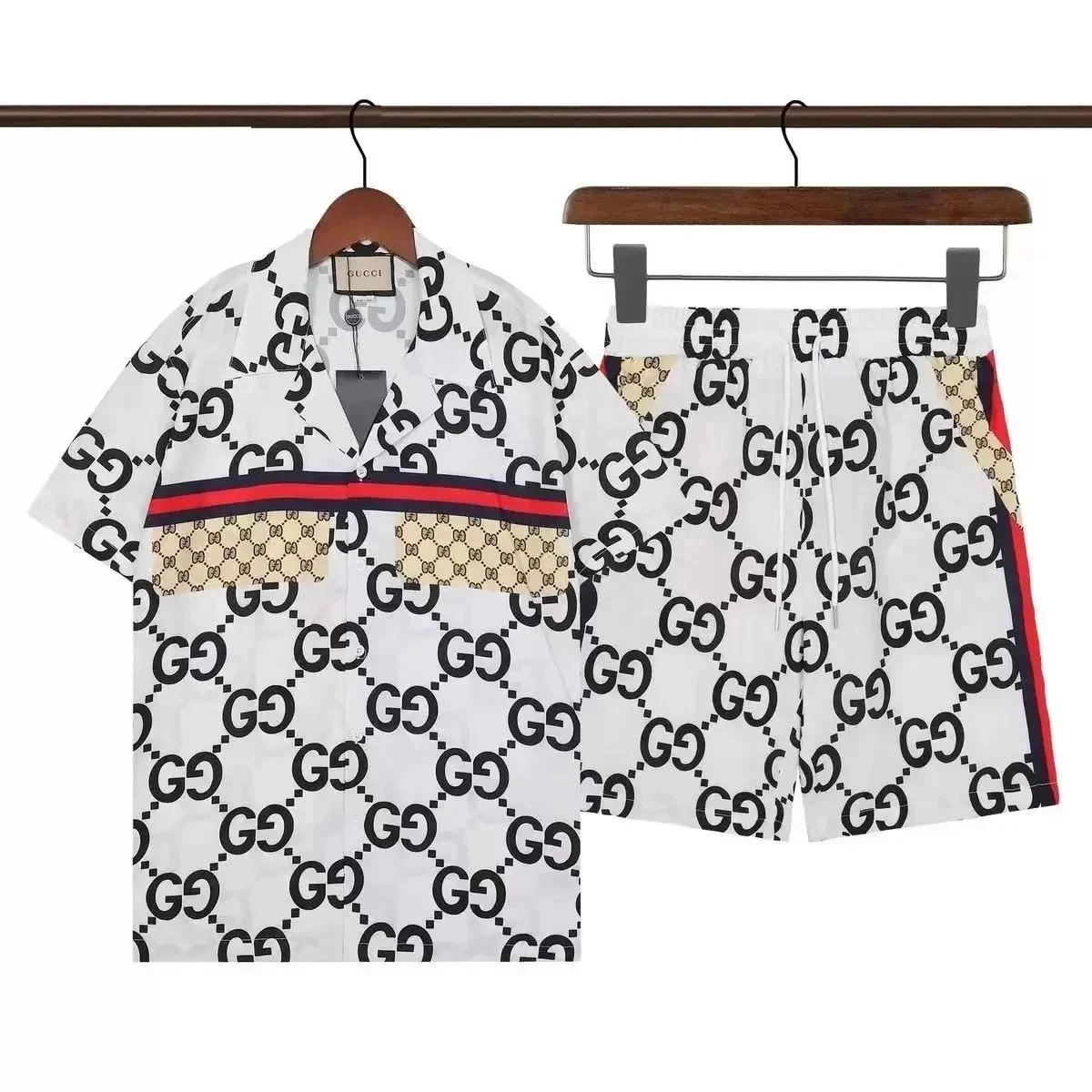 Casablanca Matching Sets Short-Sleeve Printed Shirt and Shorts Set — Q212 set in white