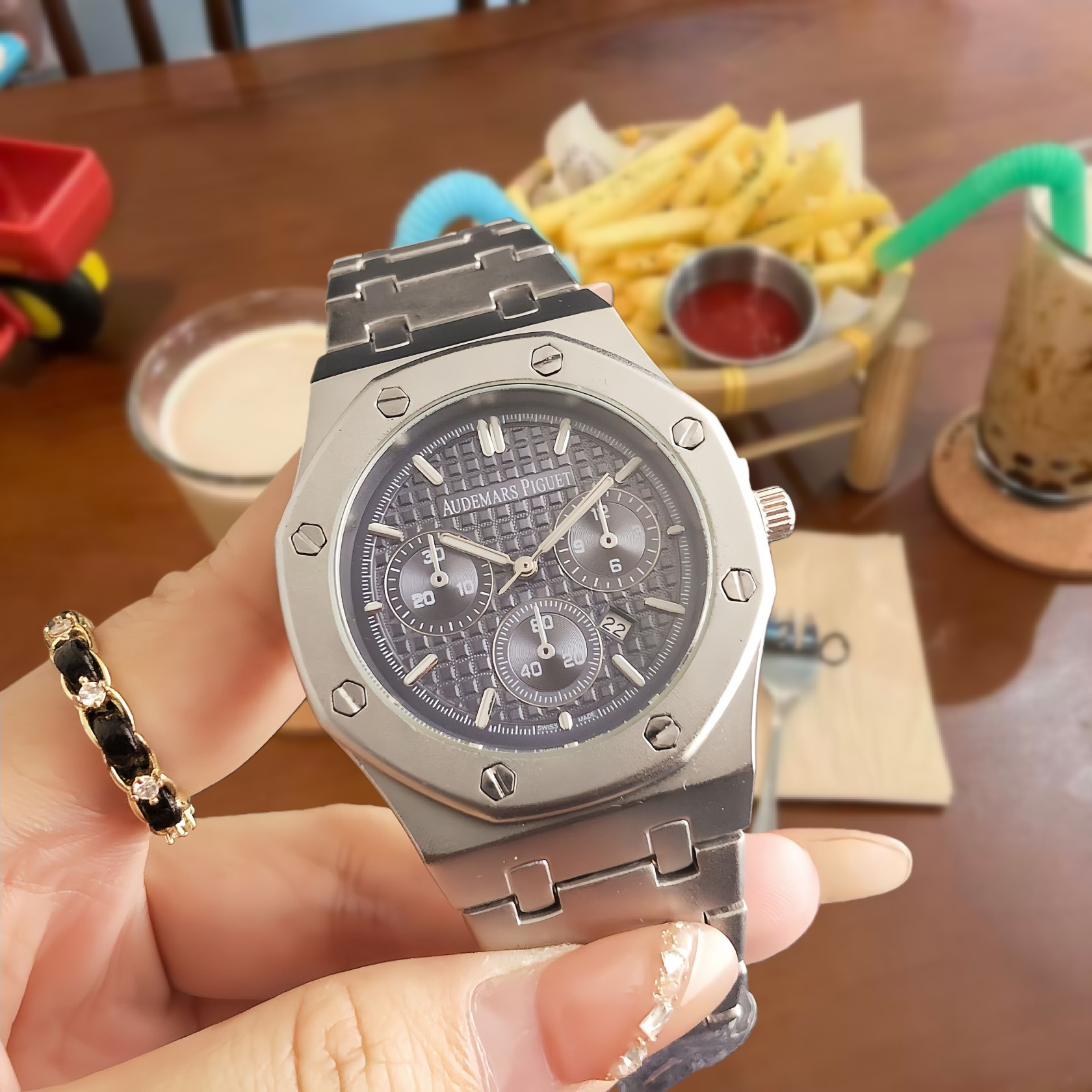 Unbranded Watches Rhinestone Bezel Chronograph-Style Watch — 6