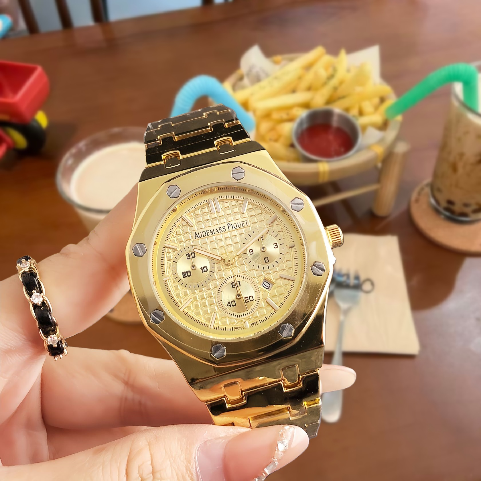 Unbranded Watches Rhinestone Bezel Chronograph-Style Watch — 7