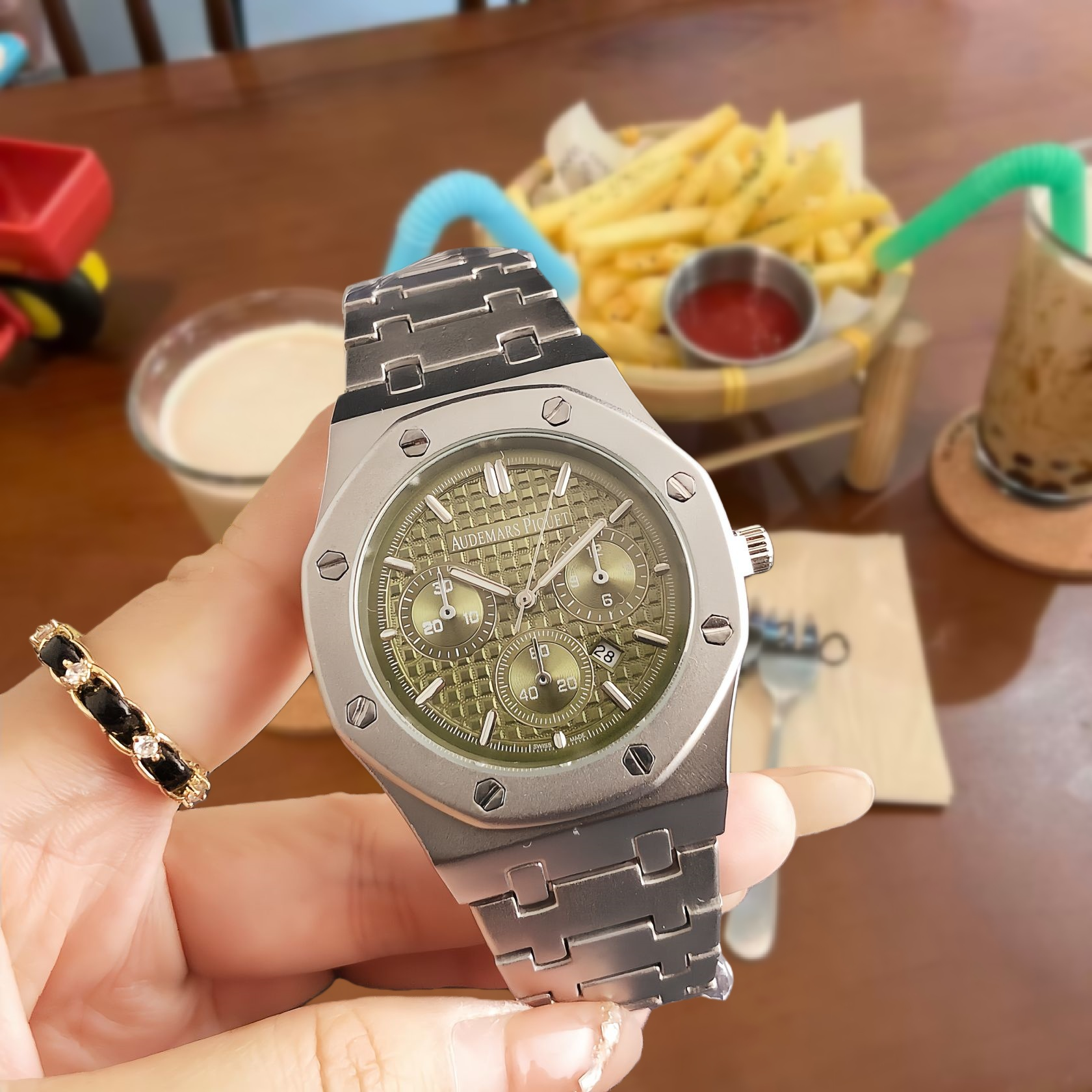 Unbranded Watches Rhinestone Bezel Chronograph-Style Watch — 10